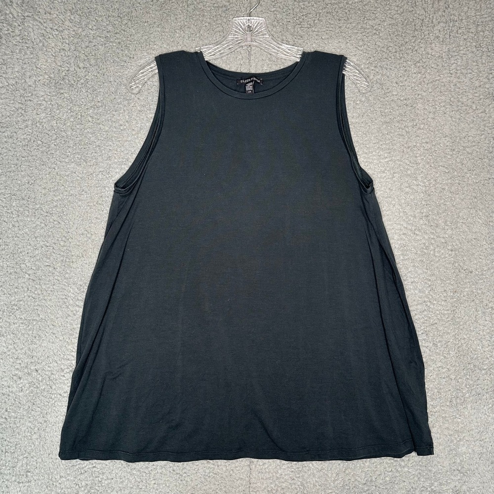 Eileen Fisher Black Tencel Lyocell Stretch Sleeveless Tank Top Large L